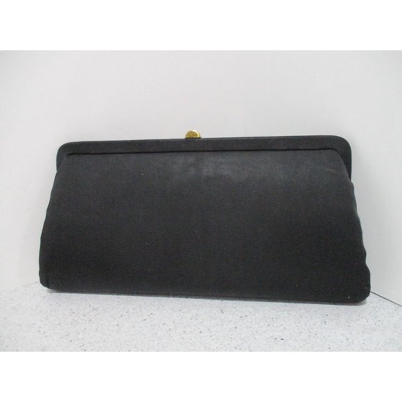 *Vintage RETRO Black Envelope Clutch Pour de Soie Evening Wristlet w Strap - Picture 2 of 6